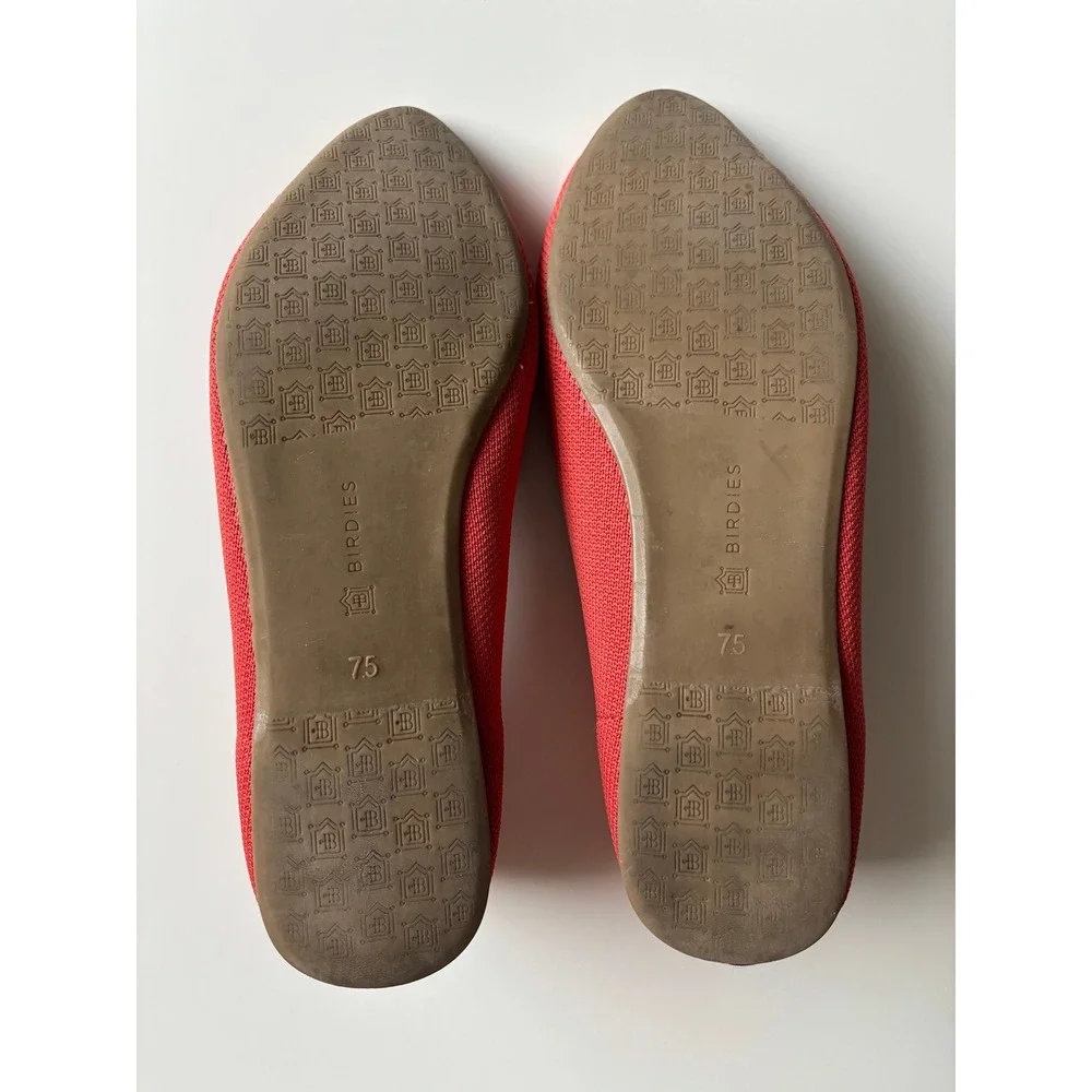 Birdies Blackbird‎ Knit Flat Womens 7.5 Coral Pointed Toe Washable Travel Office
